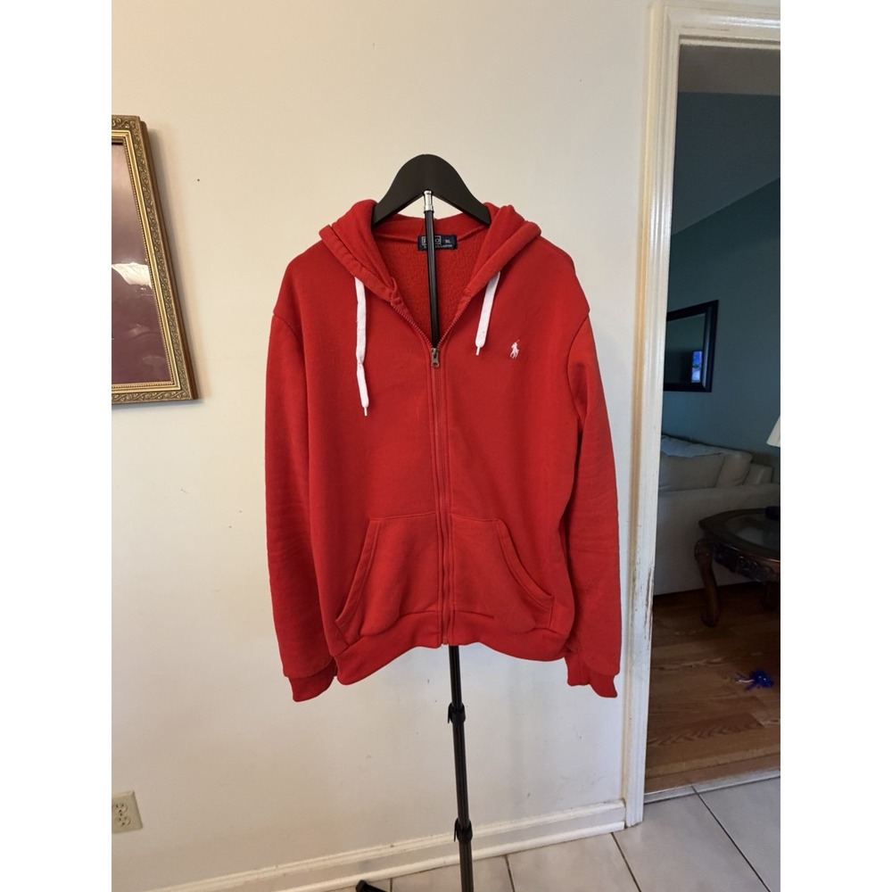 Polo Ralph Lauren Vintage Men's Full Zip Up Hoodie Red Size 1XL